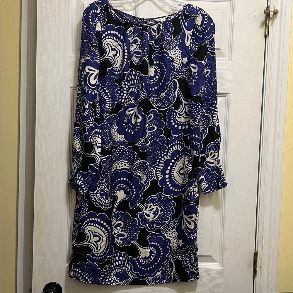 Silk Banana Republic Purple and White Patterned Dress - Picture 2 of 7